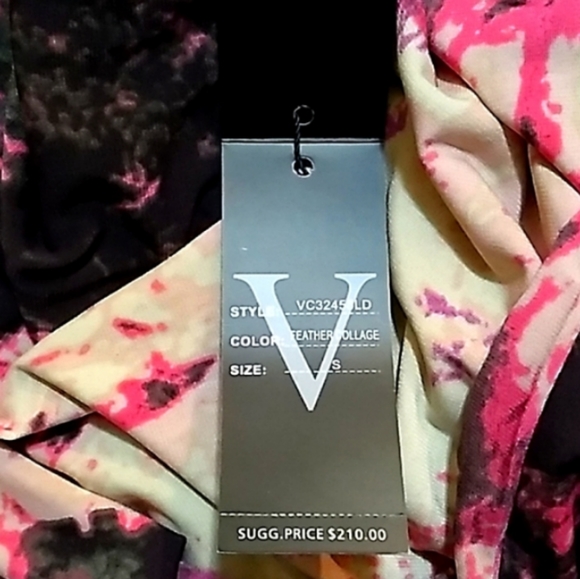 Vertigo LS Feather Collage Multicolor Gown Blush - Picture 10 of 13